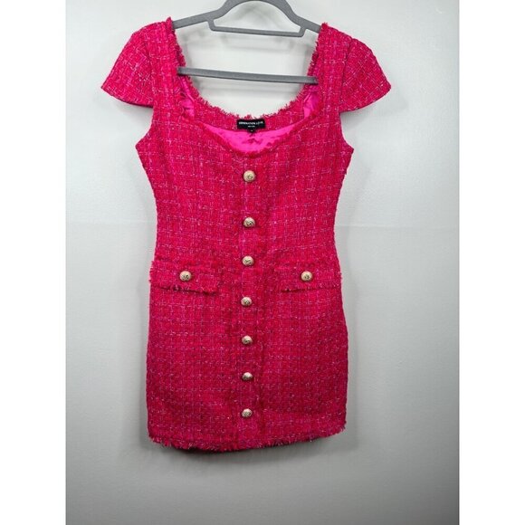 NEW GENERATION LOVE Quincy Tweed Mini Dress in Hot Pink Size XS Lined - Picture 5 of 7